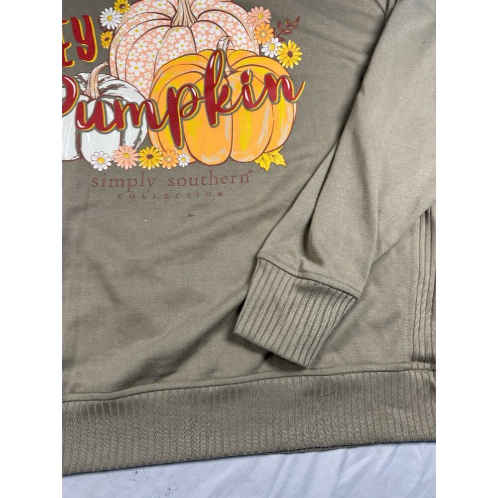 Simply Southern Hey Pumpkin Graphic Sweatshirt Olive Green Women’s XL - Picture 6 of 13